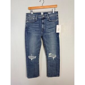 Edwin Elin Crop‎ Straight Leg Distressed Jeans Size 30 NWT